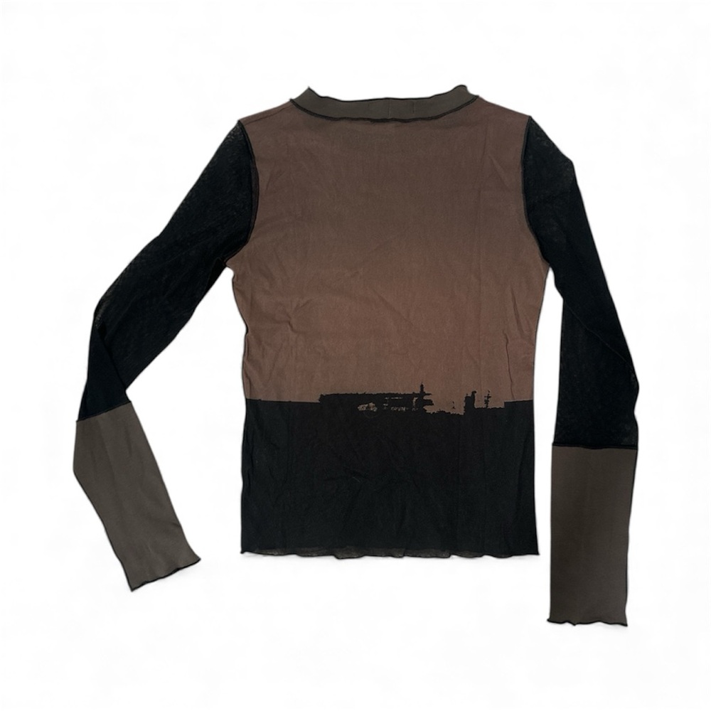 Vintage Cop Copine Black and Brown Long Sleeve Mesh Top - Picture 3 of 3